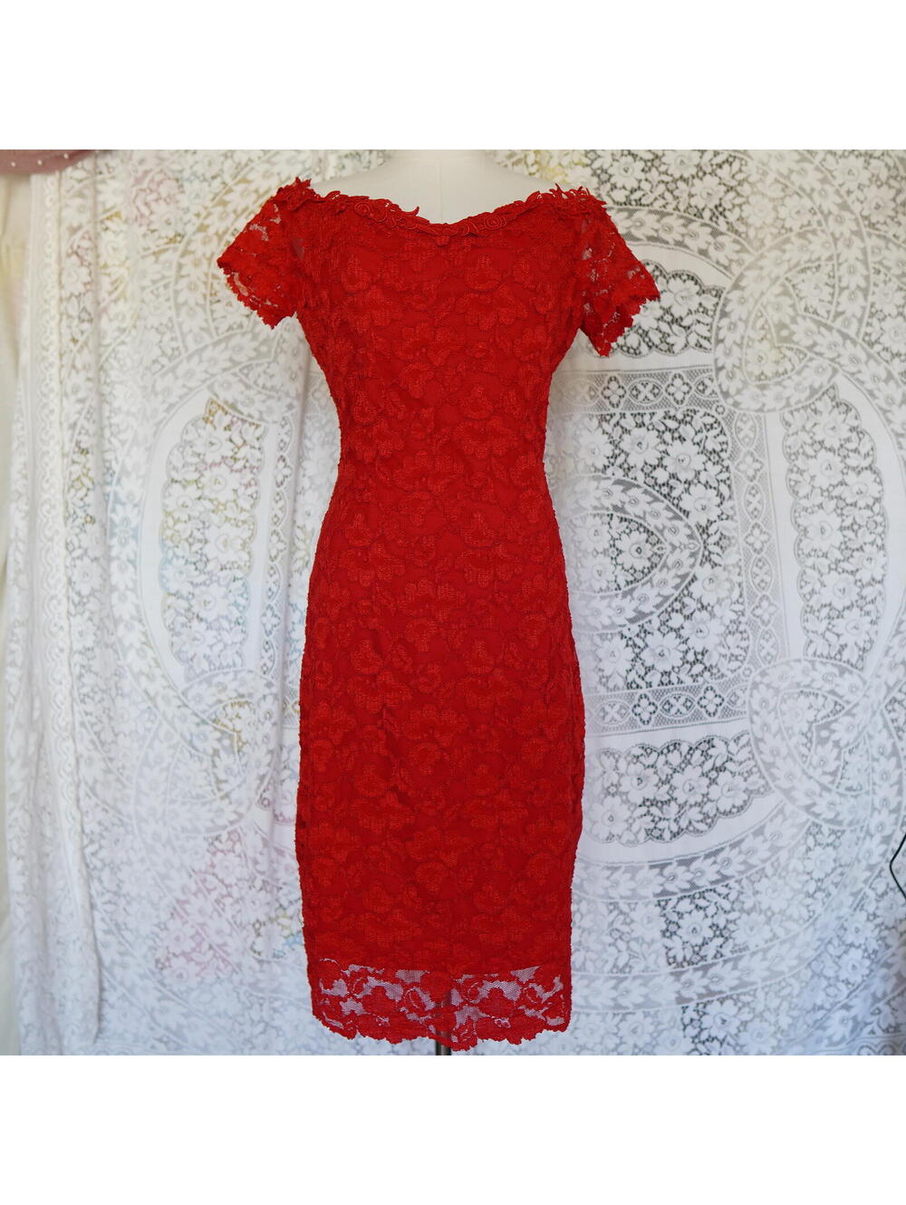 Vintage Red Lace Dress Molly Mallory All That Jazz sz 12 Coquette Baddie Alert!!